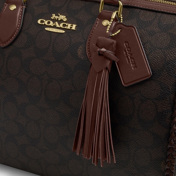 Coach Large Fringe Rowan Satchel Bag In Signature Canvas CCE36 NEW NWT - Picture 7 of 8